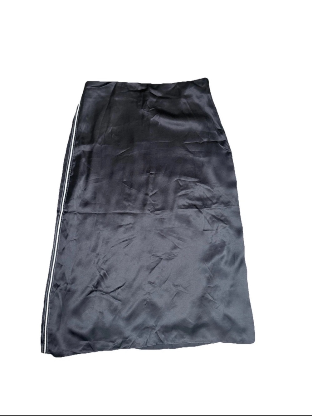 Misha Nonoo Black Silk Blend Midi Skirt XL Side Stripe NWT